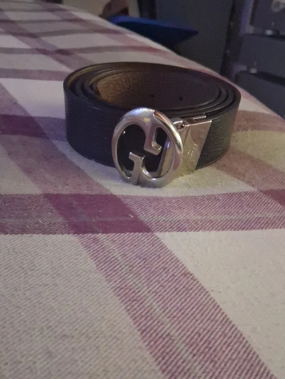 Classic Black Leather Belt with Silver Oval Buckle